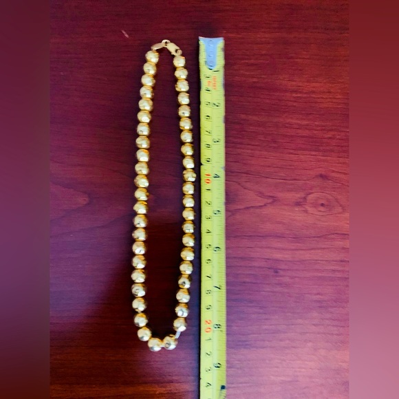 Shiny gold plated real silver necklace large size hand hammered silver balls - Picture 6 of 6